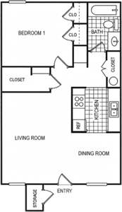 One Bedroom / One Bath - 600 Sq. Ft.*